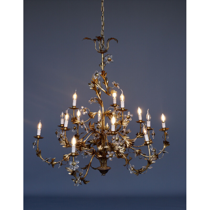 Vintage metal chandelier by Hans Kögel, 1970s