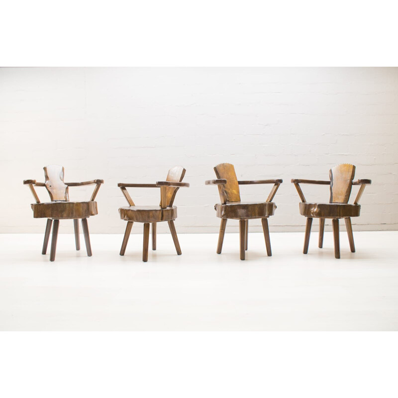 Set of 4 vintage Austrian tree trunk armchairs, 1960s