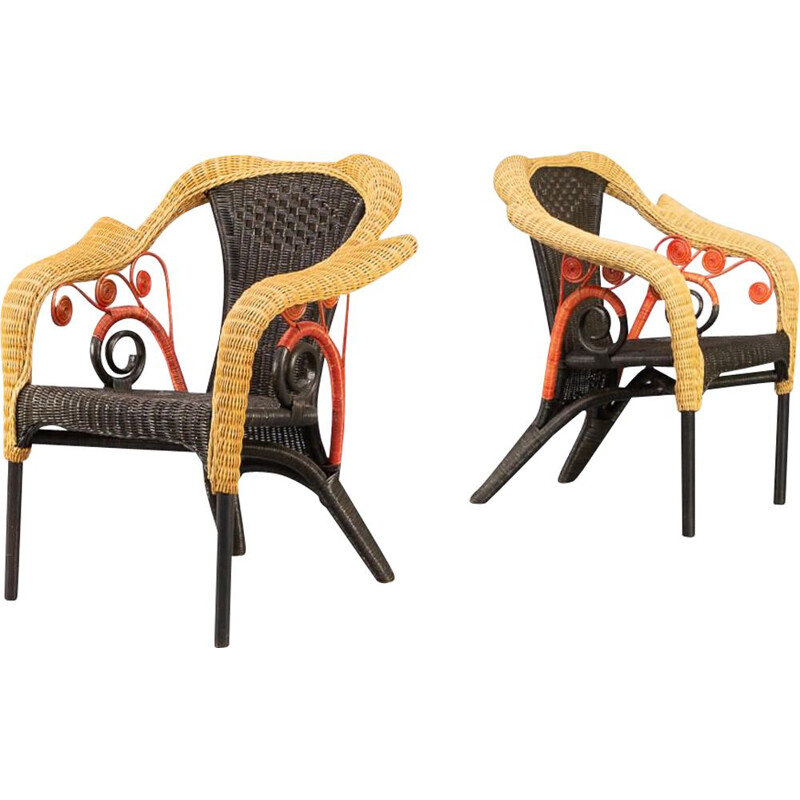 Pair of vintage "prorok" armchairs by Borek Sipek for Driade, 1980s