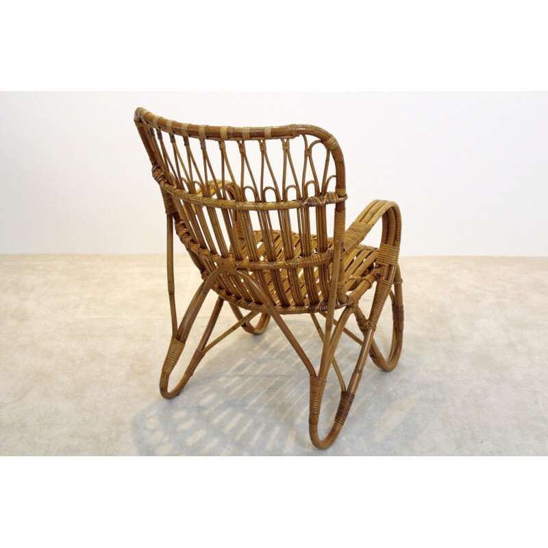 Rohé Noordwolde wicker high back armchair - 1970s