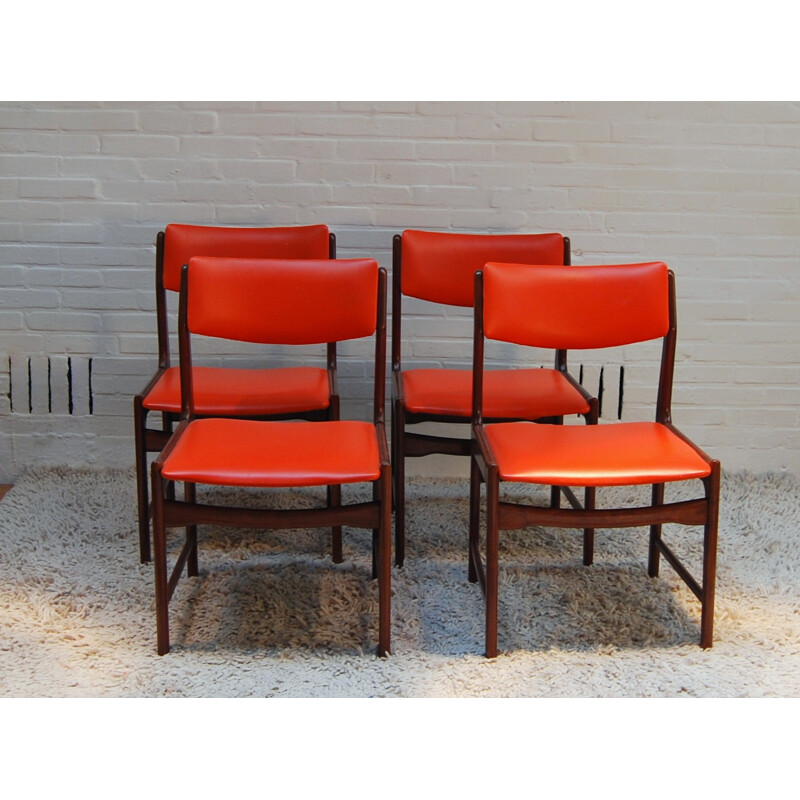 4 Dutch dining chairs in rosewood - 1960s