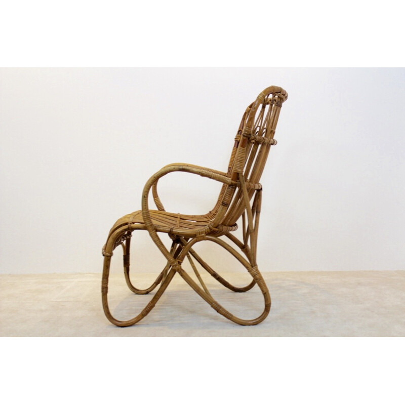 Rohé Noordwolde wicker high back armchair - 1970s