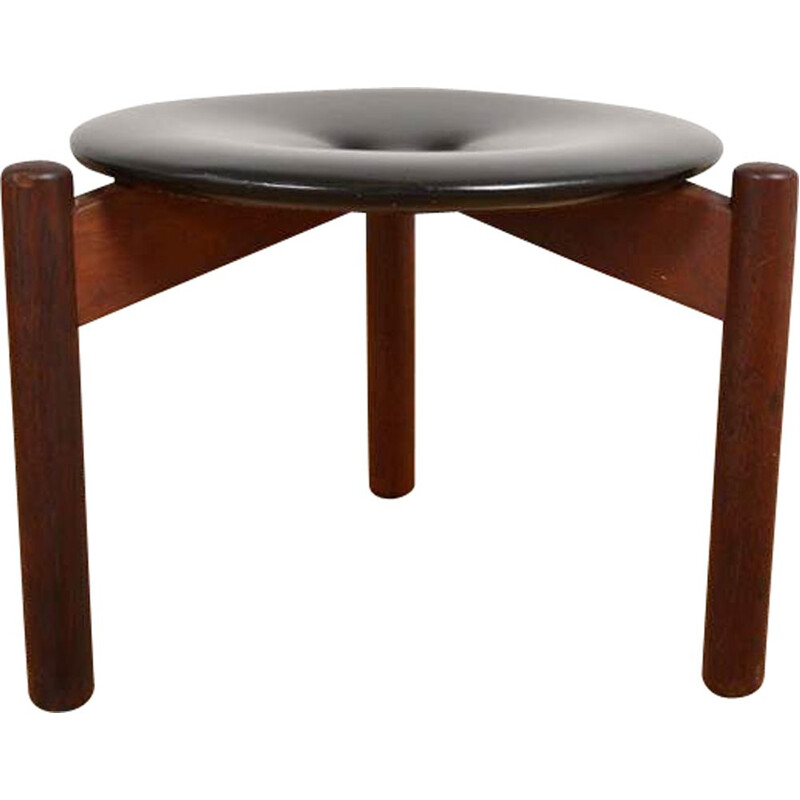 Vintage leather stool by Uno & Osten Kristiansson, 1960s