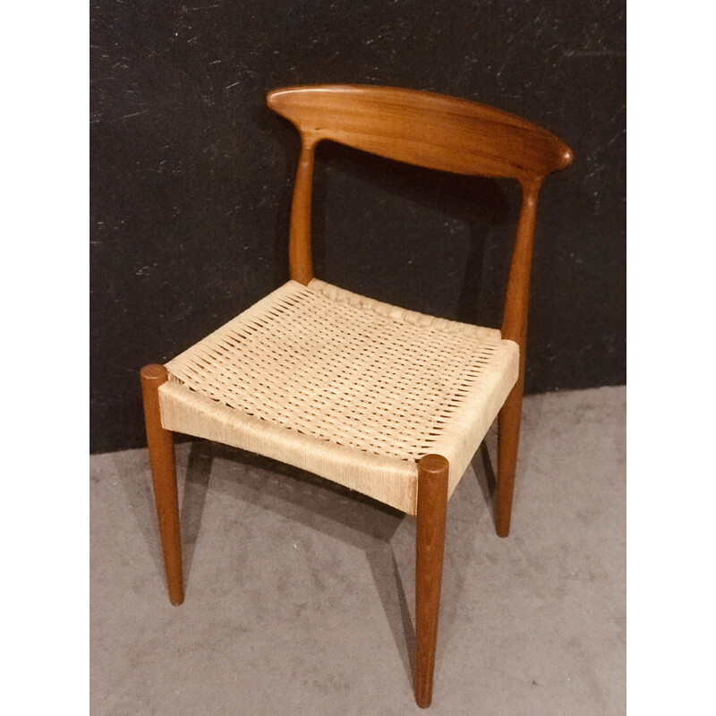 Set of 6 vintage teak chairs by Arne Hovmand Olsen for Mogens Kold, 1960s