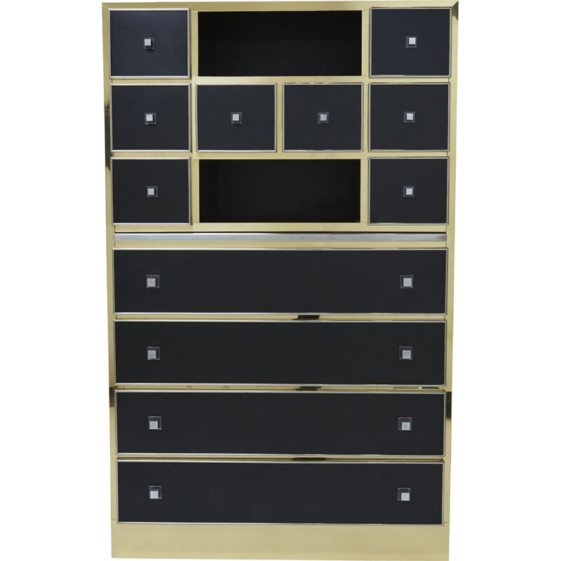 Vintage lacquered brass secretary by Michel Pigneres, 1970