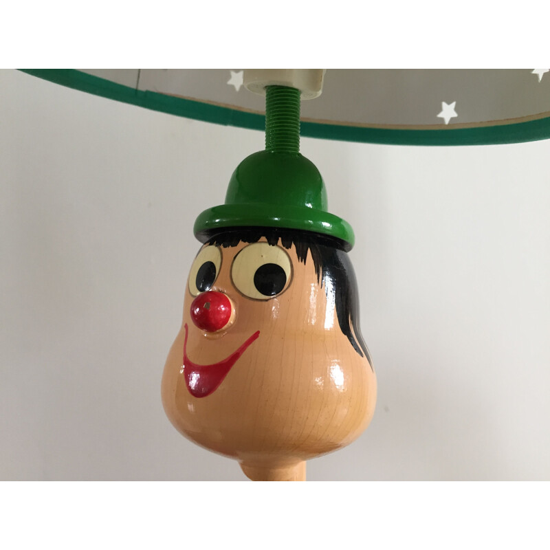 Lampe vintage Clown en bois