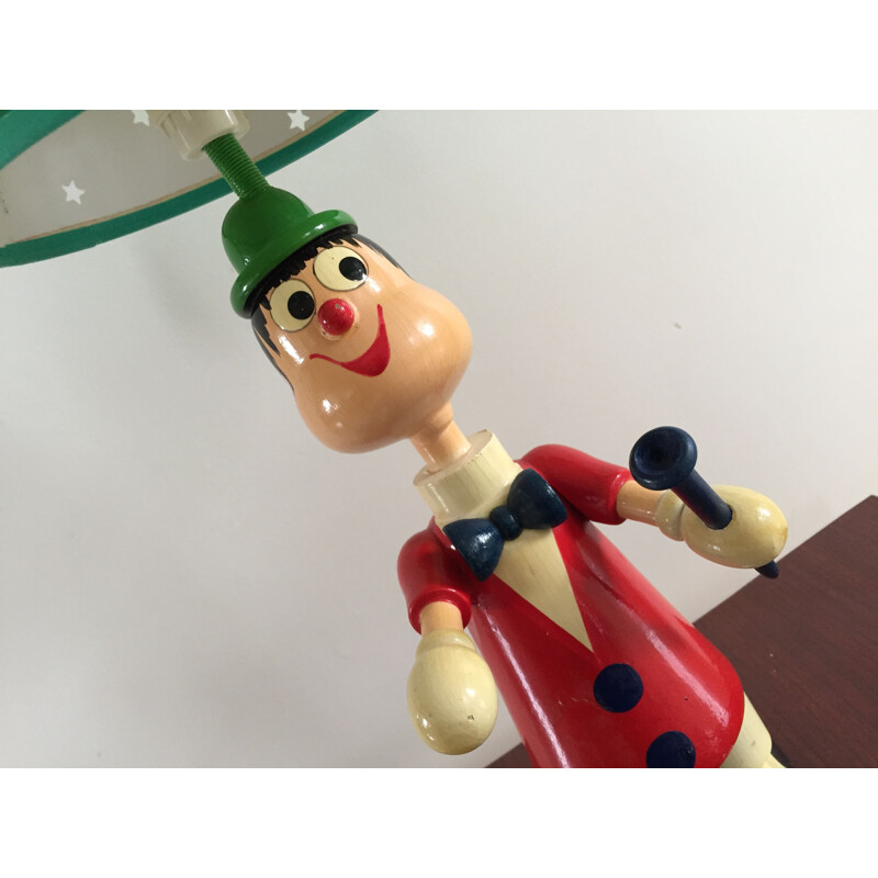 Lampe vintage Clown en bois