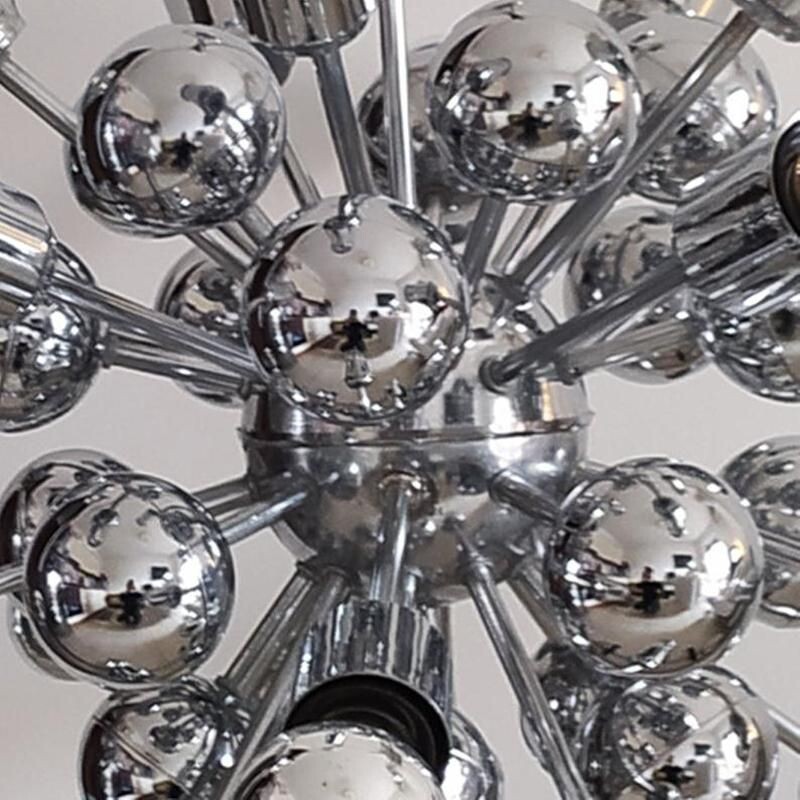 Vintage chrome sputnik chandelier by Goffredo Reggiani, Italy 1970