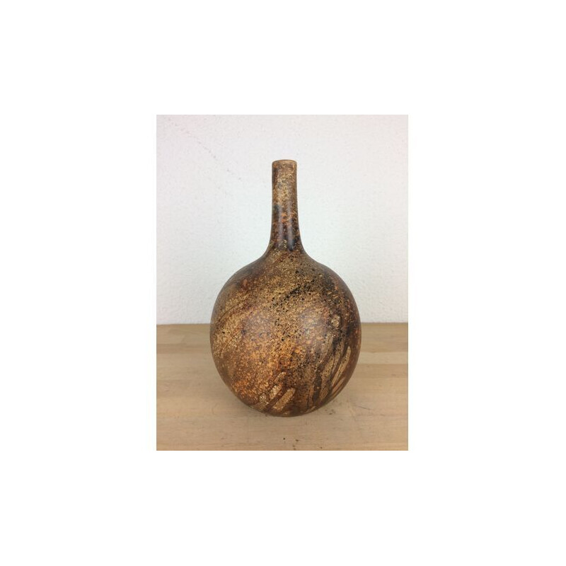 Vase boule vintage en céramique de Gerhard Liebenthron, 1979