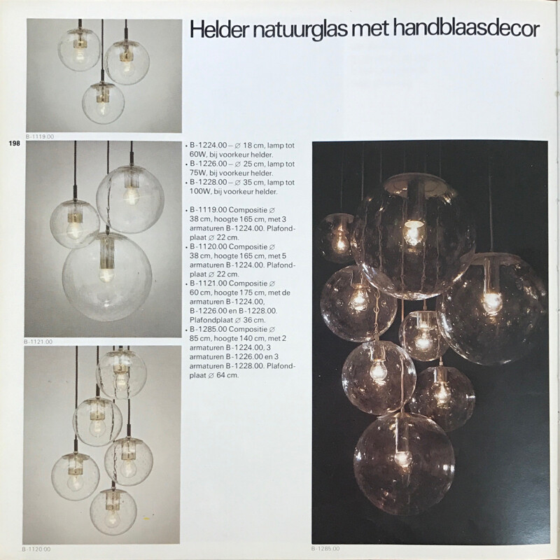 Raak "Light Drops" chandelier in natural glass - 1970s