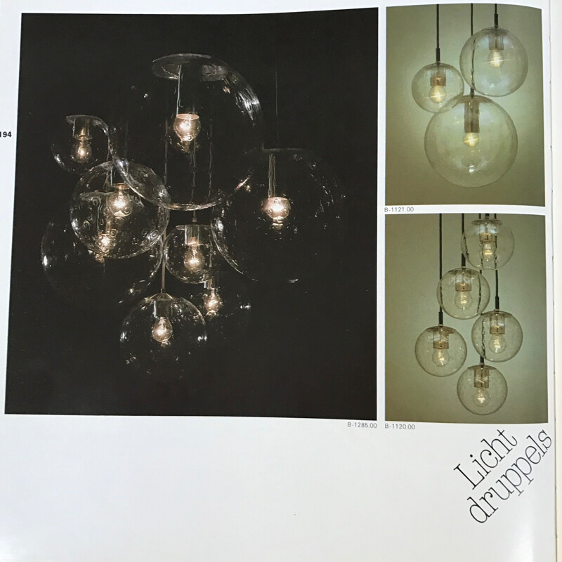 Raak "Light Drops" chandelier in natural glass - 1970s