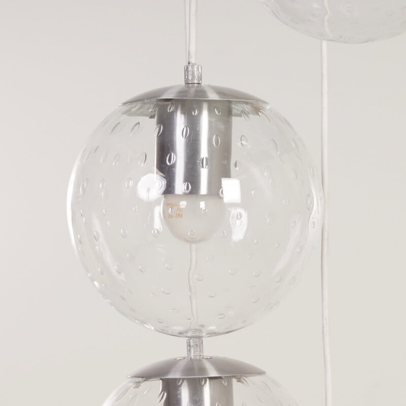 Raak "Light Drops" chandelier in natural glass - 1970s