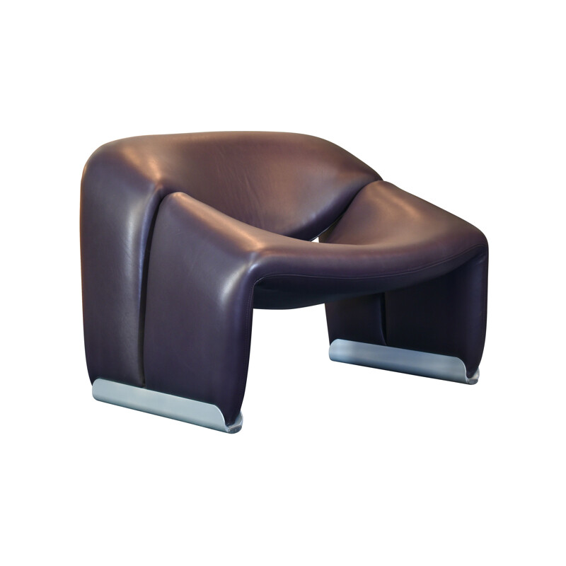 Vintage F598 Groovy armchair in Purple Leather by Pierre Paulin for Artifort, Netherlands 1972