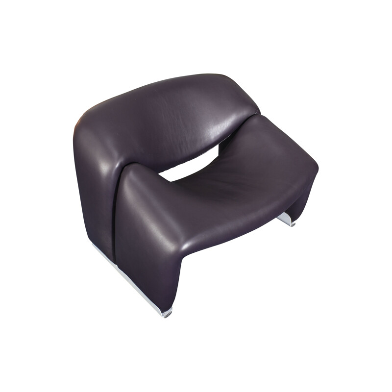 Vintage F598 Groovy armchair in Purple Leather by Pierre Paulin for Artifort, Netherlands 1972