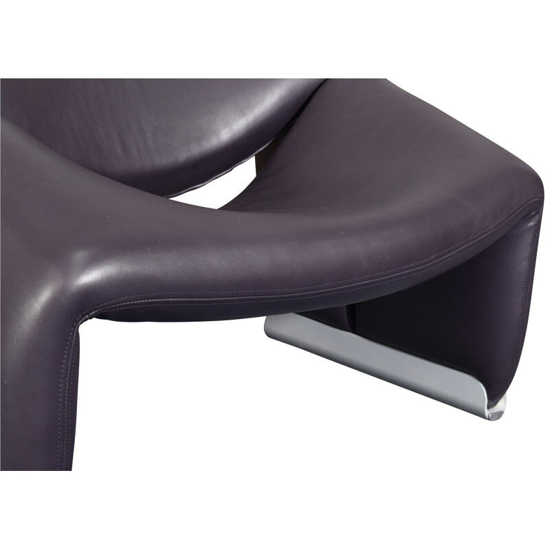 Vintage F598 Groovy armchair in Purple Leather by Pierre Paulin for Artifort, Netherlands 1972