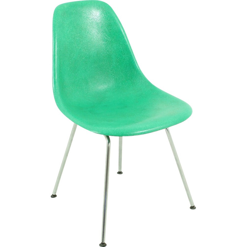 Green Herman Miller side chair in fiberglass, Charles & Ray EAMES - 1960s