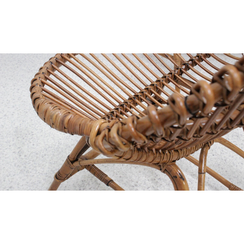 Set di 4 poltrone vintage in rattan di Franco Albini, Italia 1950