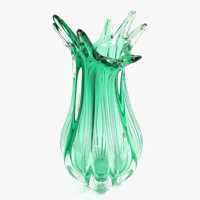 Vintage Murano twisted glass vase by Seguso, Italy 1960s