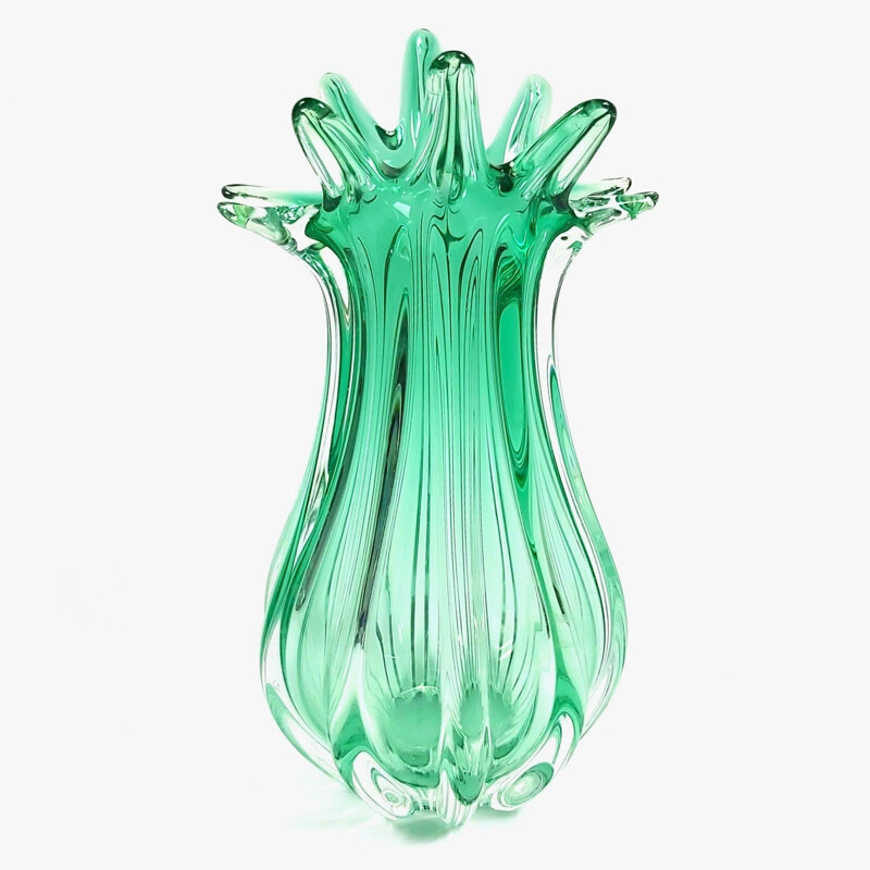 Vintage Murano twisted glass vase by Seguso, Italy 1960s