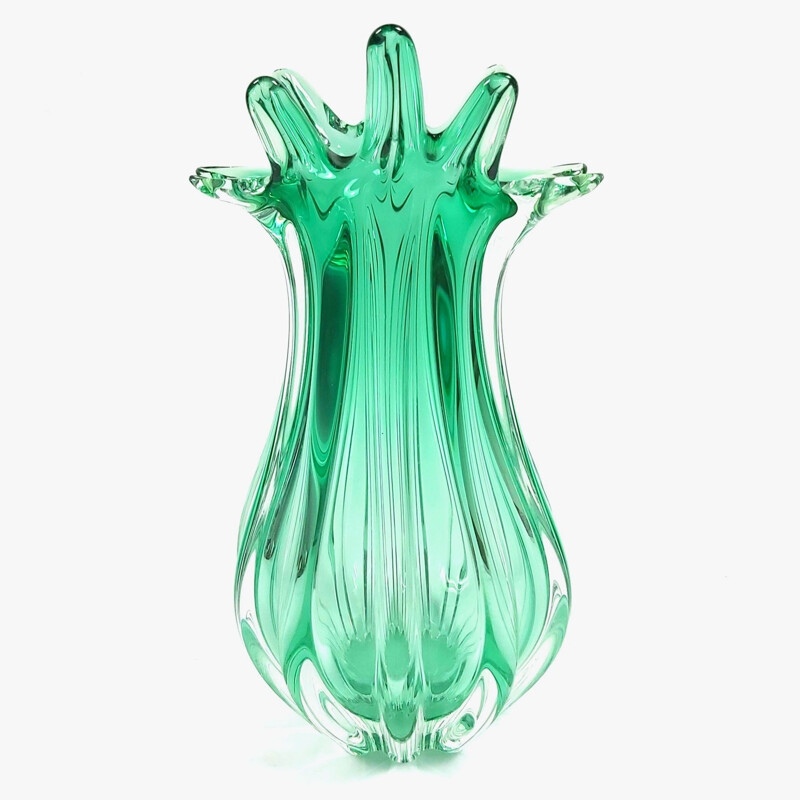 Vintage Murano twisted glass vase by Seguso, Italy 1960s