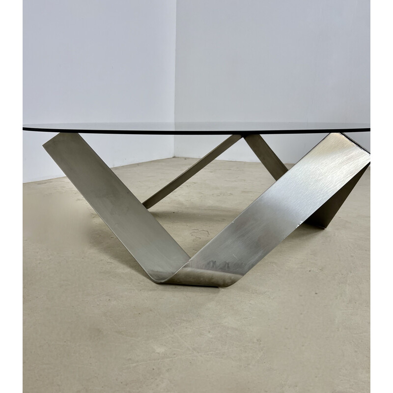 Vintage glass coffee table by Knut Hesterberg for Ronald Schmitt, 1970s
