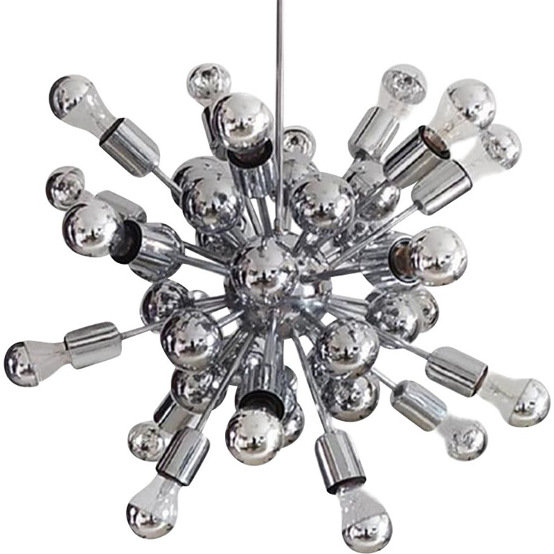 Vintage chrome sputnik chandelier by Goffredo Reggiani, Italy 1970