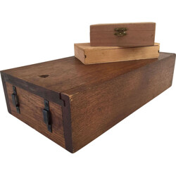 tapijt Economisch Belonend Set van 3 vintage houten kisten