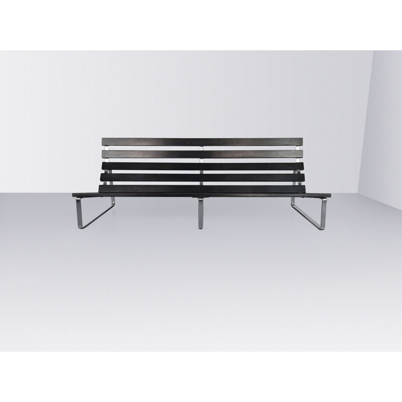 Vintage "Bijenkorf" slatted bench by Kho Liang Ie for Artifort, 1960s