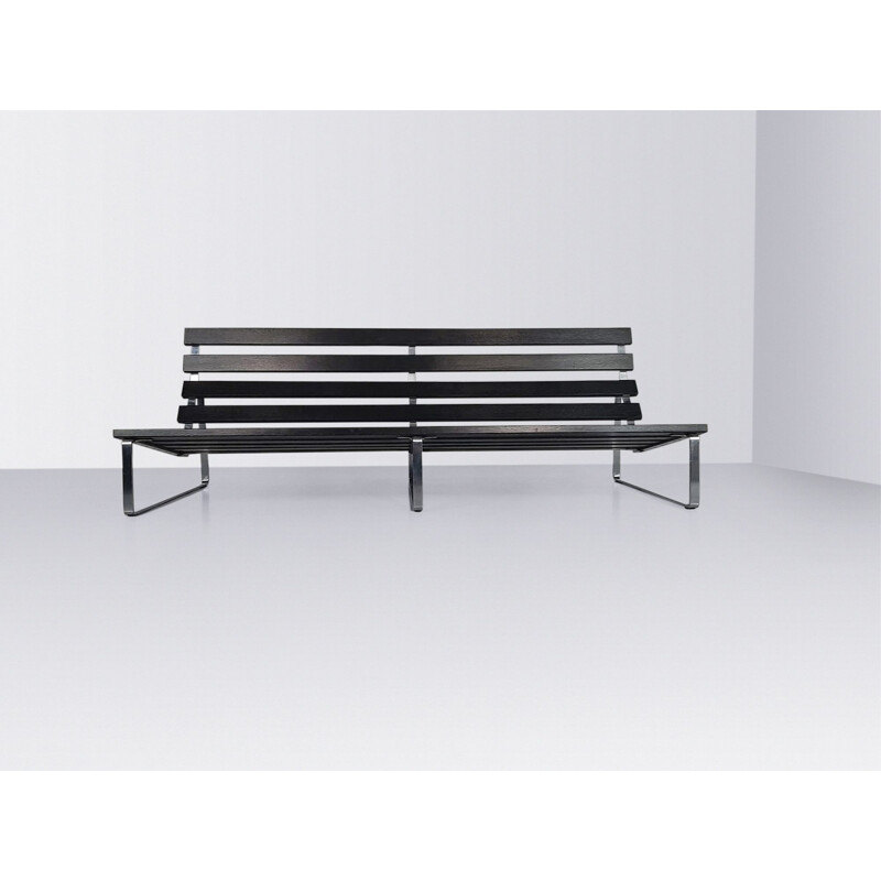 Vintage "Bijenkorf" slatted bench by Kho Liang Ie for Artifort, 1960s