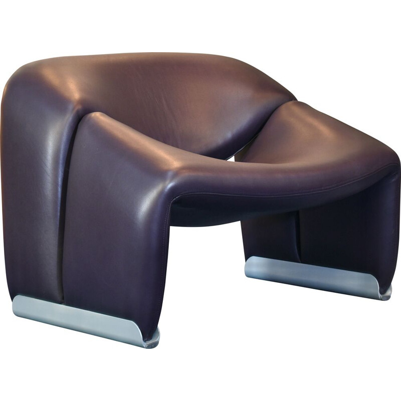 Vintage F598 Groovy armchair in Purple Leather by Pierre Paulin for Artifort, Netherlands 1972