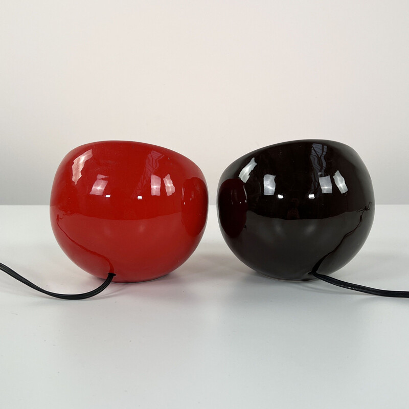 Pair of vintage ceramic "Sphera" lamps by Marcello Cuneo for Gabbianelli, 1970s