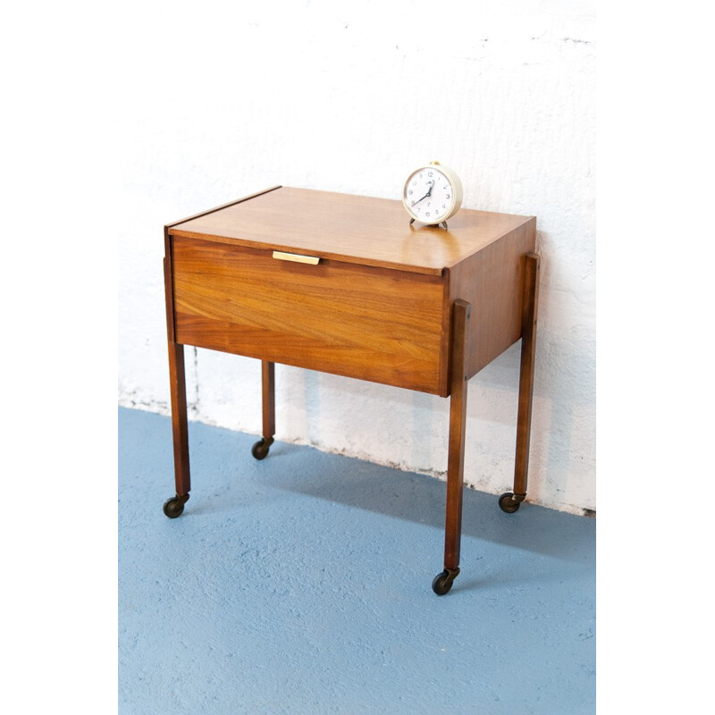 Mid century side table with wheels - 1960s