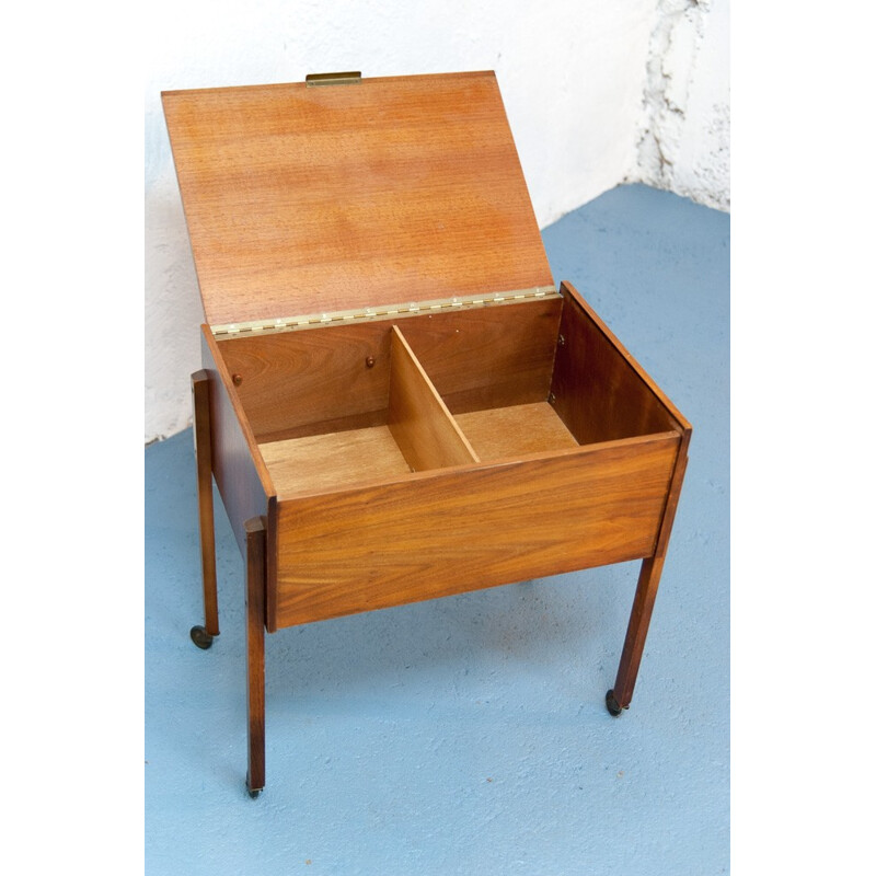 Mid century side table with wheels - 1960s