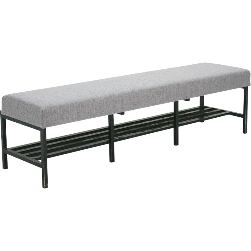 Shoes rack upholstered bench - 1960s