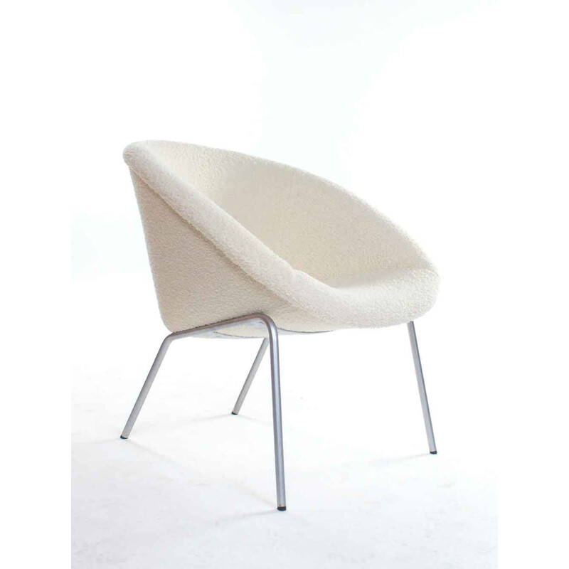 Sillón vintage 369 en blanco rizado para Walter Knoll, 1956