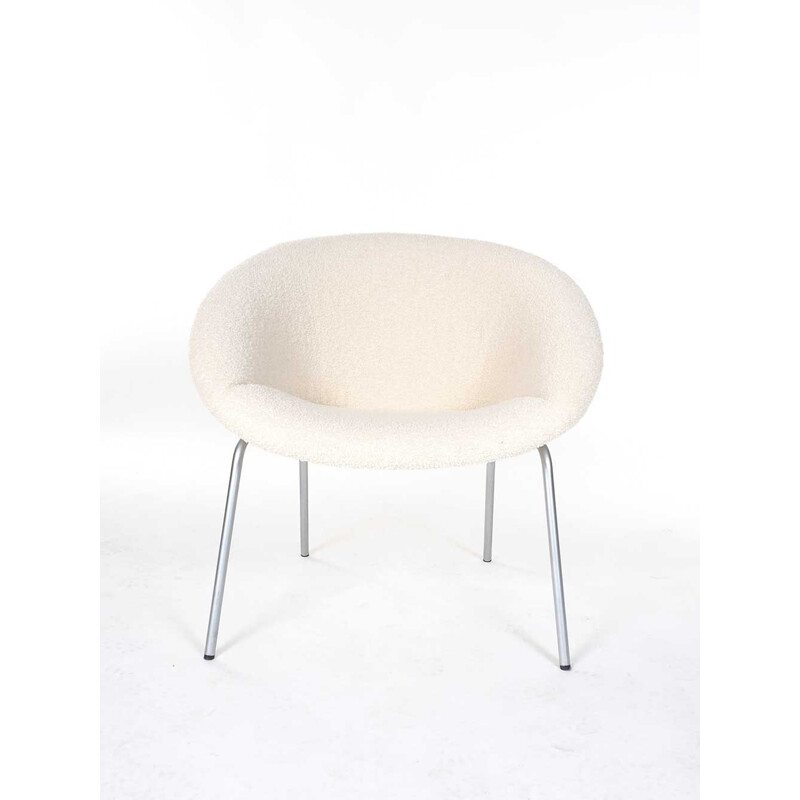 Vintage 369 armchair with white bouclé for Walter Knoll, 1956