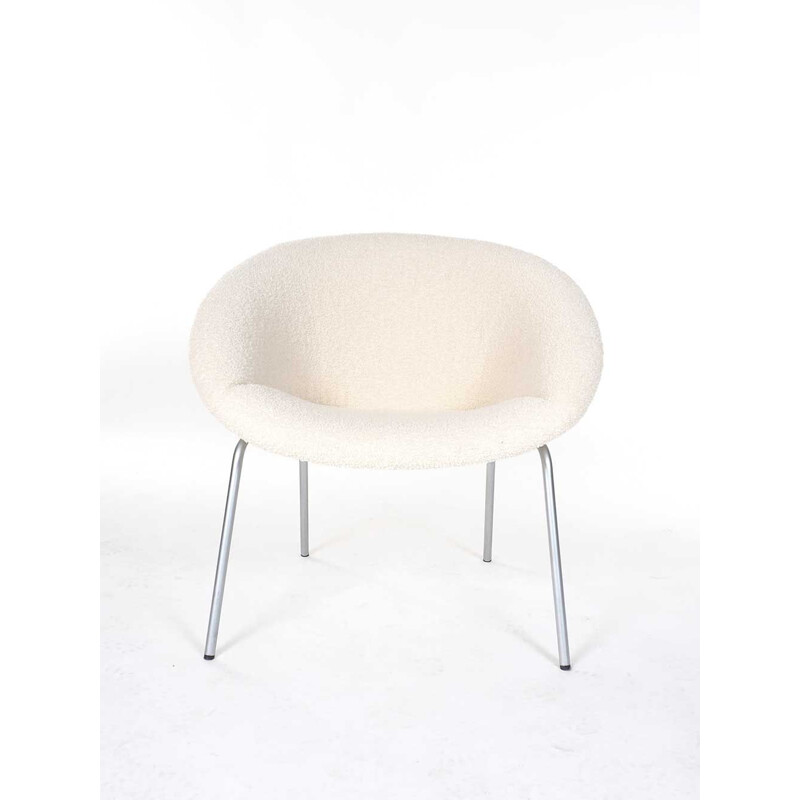 Sillón vintage 369 en blanco rizado para Walter Knoll, 1956