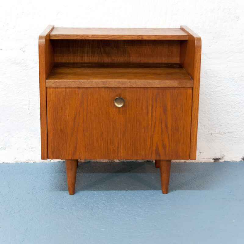 Elegant bedside table with tapered legs - 1950s