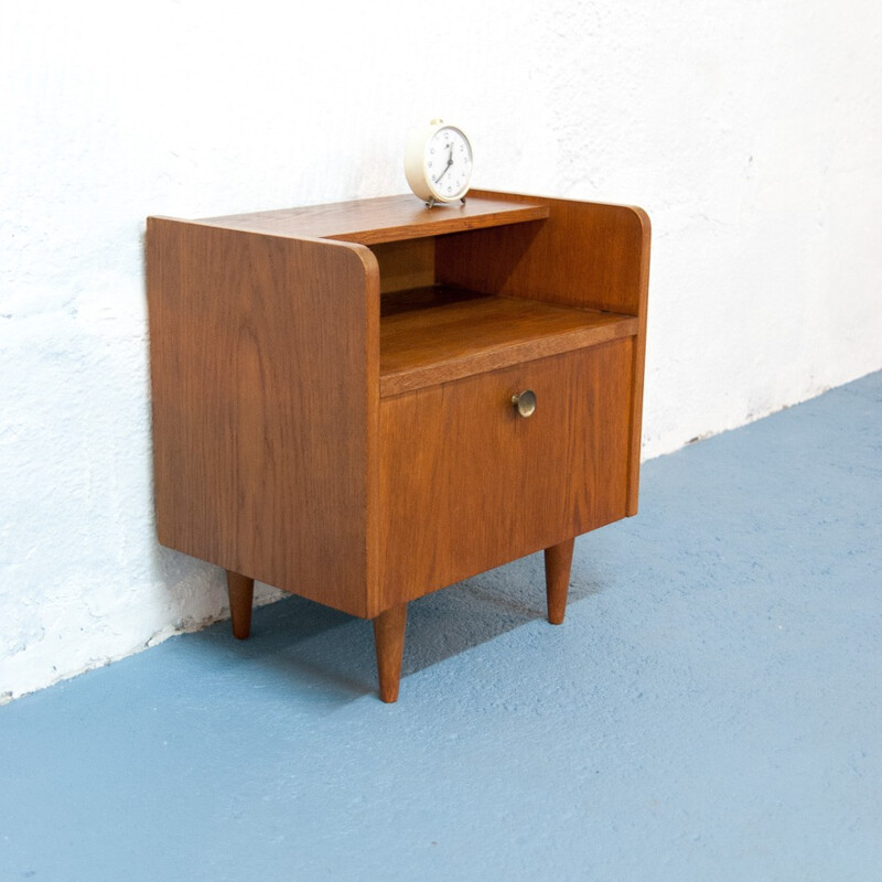 Elegant bedside table with tapered legs - 1950s