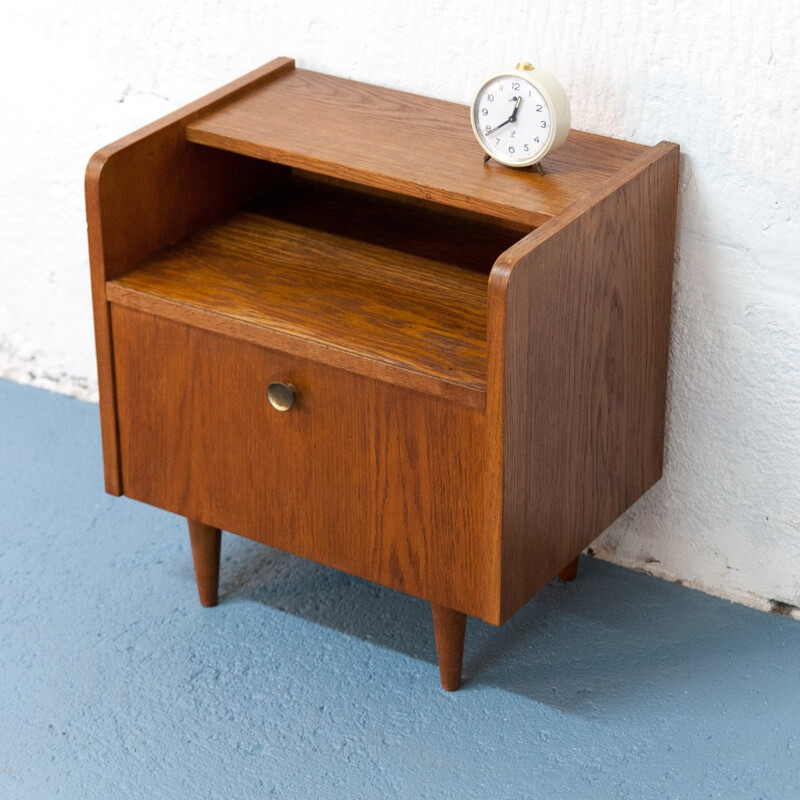 Elegant bedside table with tapered legs - 1950s