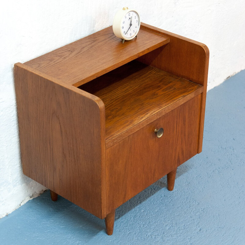 Elegant bedside table with tapered legs - 1950s