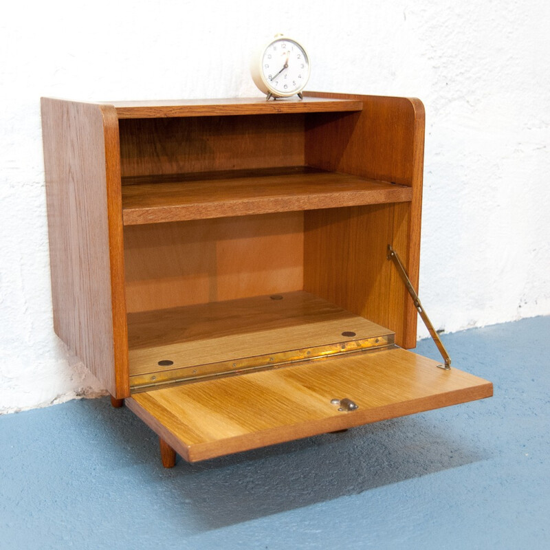 Elegant bedside table with tapered legs - 1950s