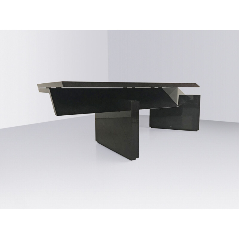 Vintage diagonal executive desk by Giovanni Offredi for Saporiti, Italy 1980s