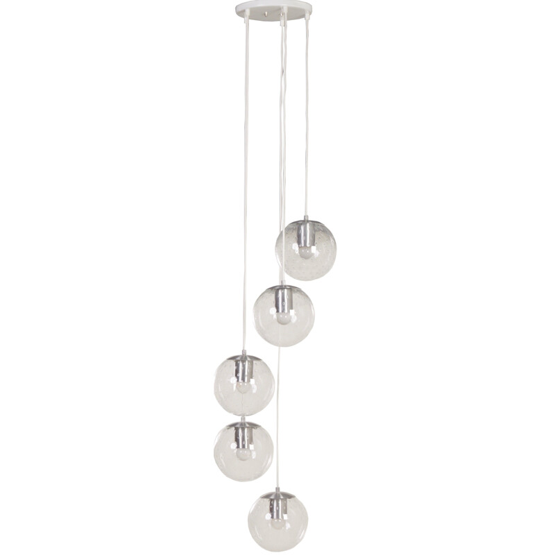 Raak "Light Drops" chandelier in natural glass - 1970s