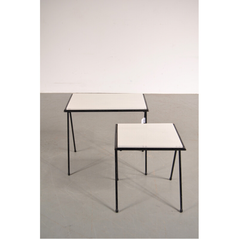 Pair of perforated metal nesting tables, Floris FIEDELDIJ - 1950s