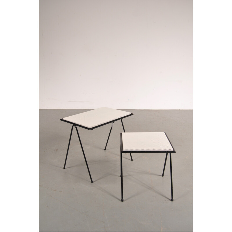 Pair of perforated metal nesting tables, Floris FIEDELDIJ - 1950s