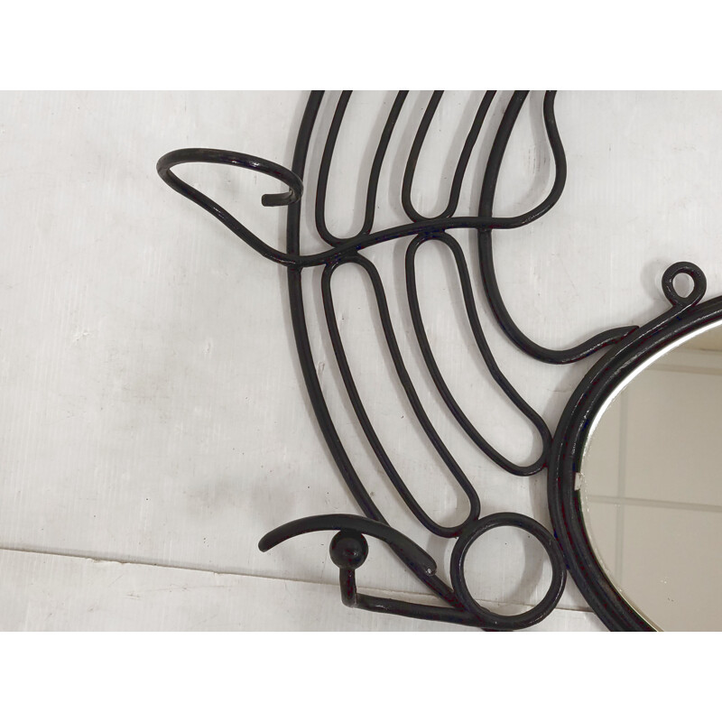 Vintage art deco mirror with coat rack