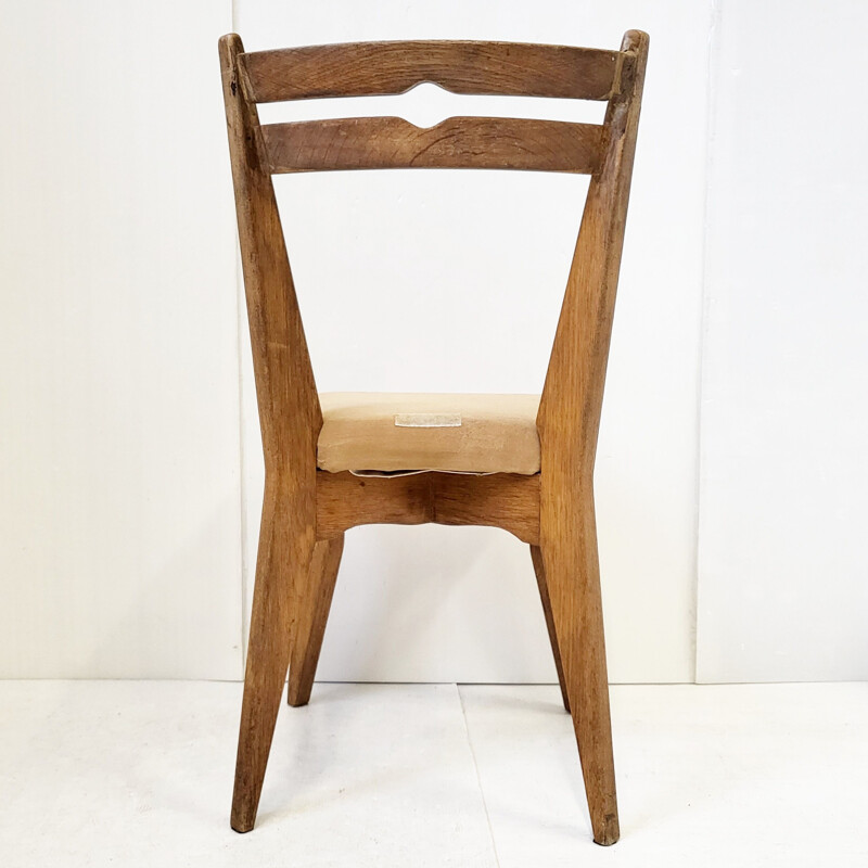 Cadeira Vintage em madeira e tecido da Guillerme et Chambron