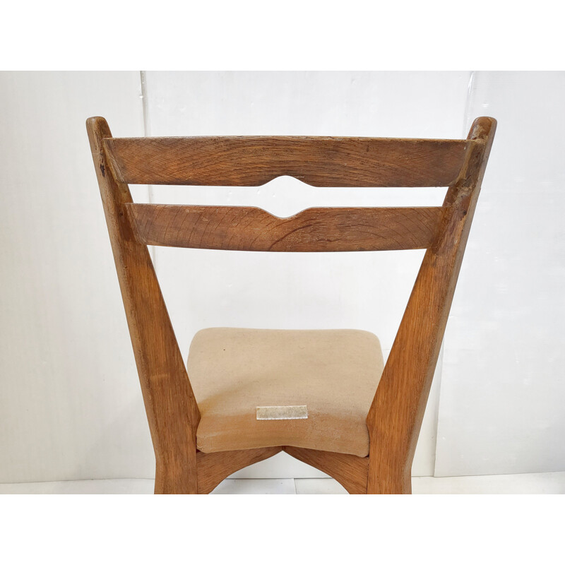 Vintage stoel in hout en stof van Guillerme et Chambron