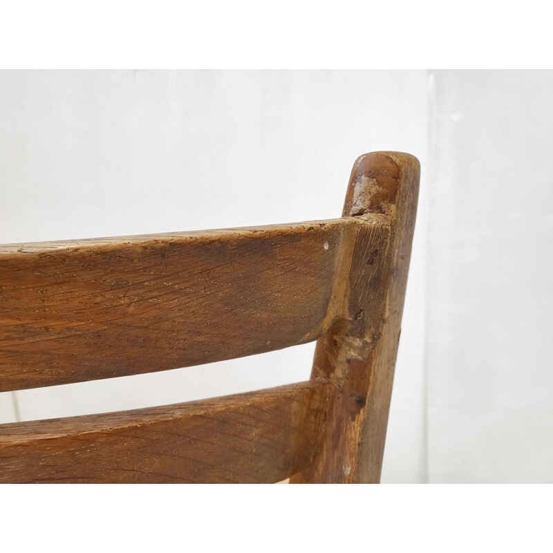 Vintage stoel in hout en stof van Guillerme et Chambron